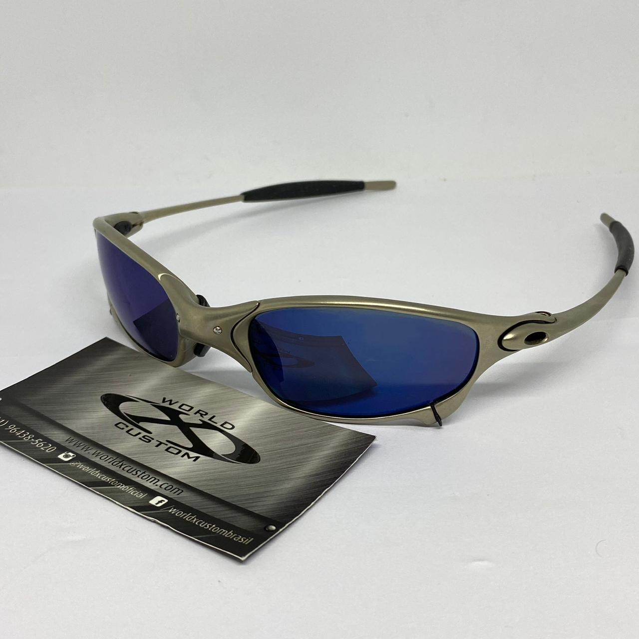 ÓCULOS OAKLEY JULIET TITANIO – ICE POLARIZADO  (SEMINOVO) –  CUSTOM