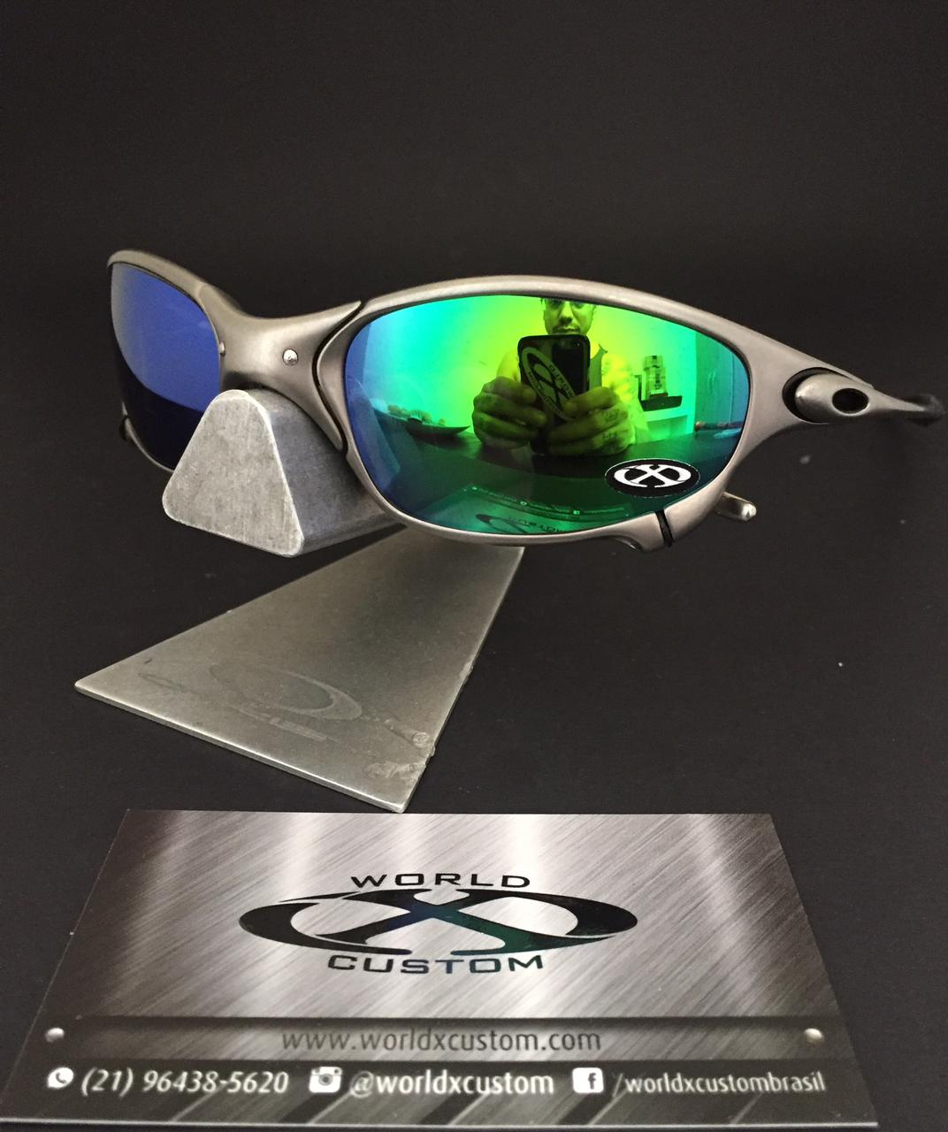ÓCULOS OAKLEY JULIET TITANIO  – LENTES G26  (SEMINOVO) –  LENTES CUSTOM